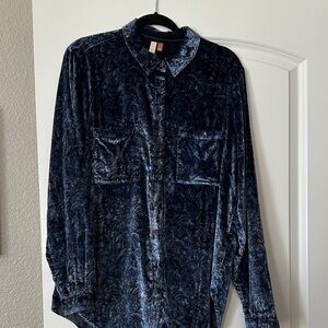 Pilcro Midnight Velvet Button-Down Shirt